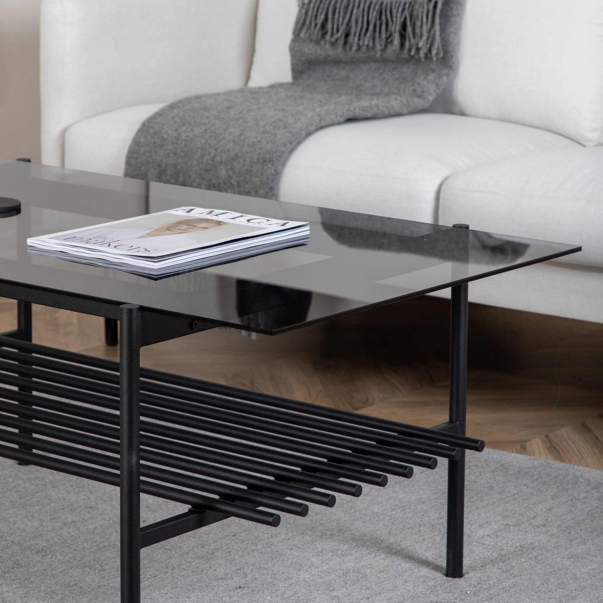 Von Staf Sofa Table - black / Black Smoked Glass glass Svart Glas