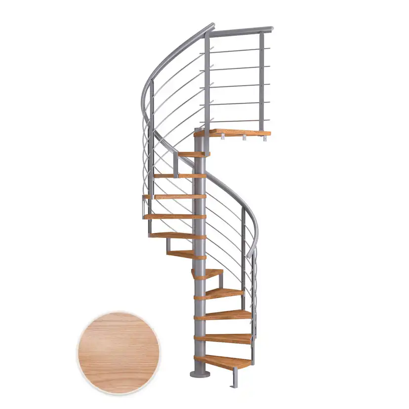 MONTREAL ek multiplex pearl grey DESIGN 11T Ø120 Pearl Grey, D: 1200 mm, Golv till golv höjd: 2460-2820 mm, 11+1 steg