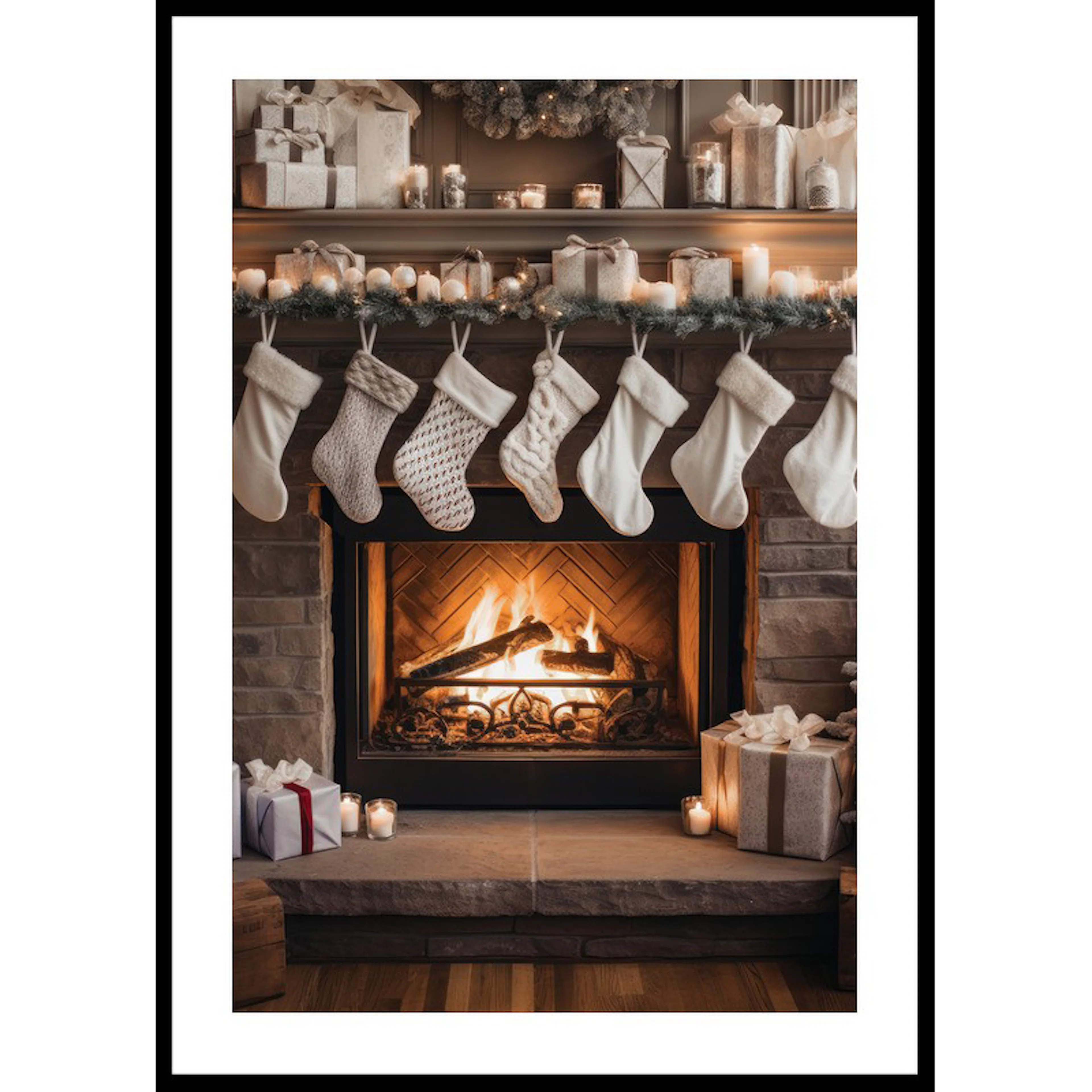 Christmas Socks By The Fireplace 30x40 30x40 cm