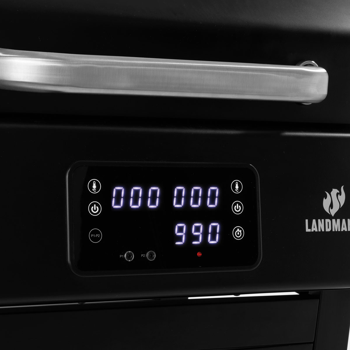 Elgrill Landmann 1192 Black 2023 med Gjutjärnsgaller med Inbyggd Termometer & Sidobord