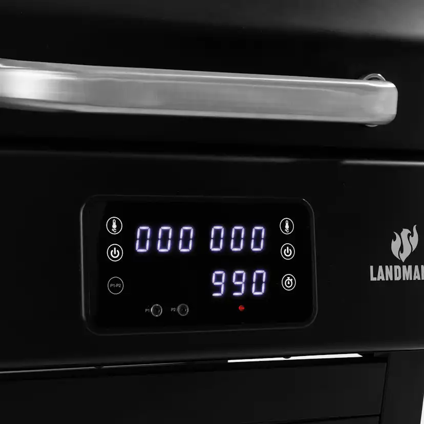 Elgrill Landmann 1192 Black 2023 med Gjutjärnsgaller med Inbyggd Termometer & Sidobord