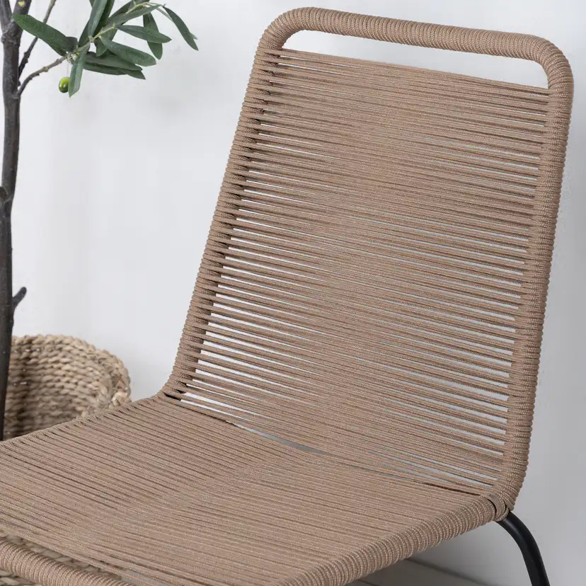 Lindos Stacking Chair - Black Alu / Latte Rope Svart/Latte
