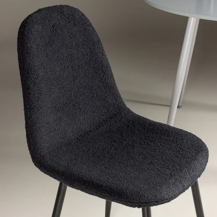 Polar Dining Chair 2-pack - Black / Black Teddy / FSC 100% Svart