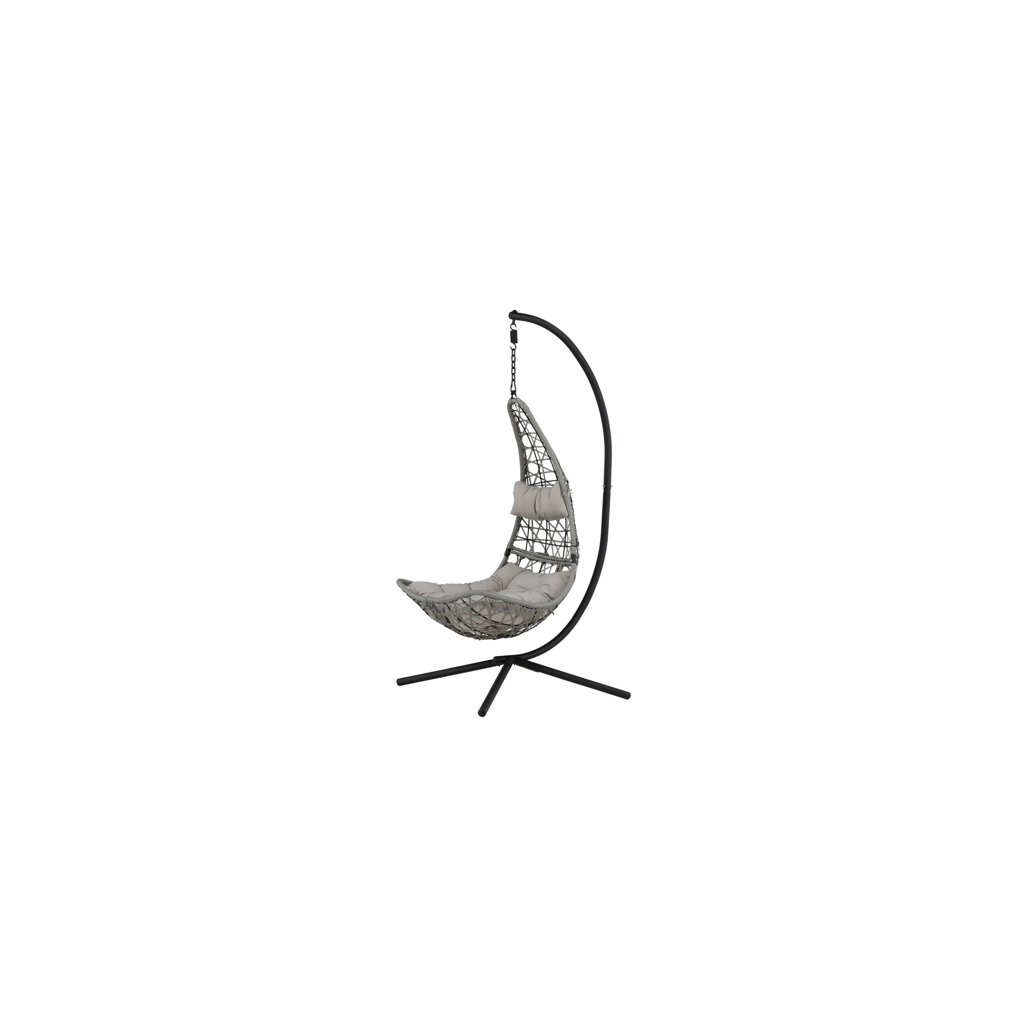 Edinburgh Hanging chair - Black frame/grey wicker/grey cushi Grå