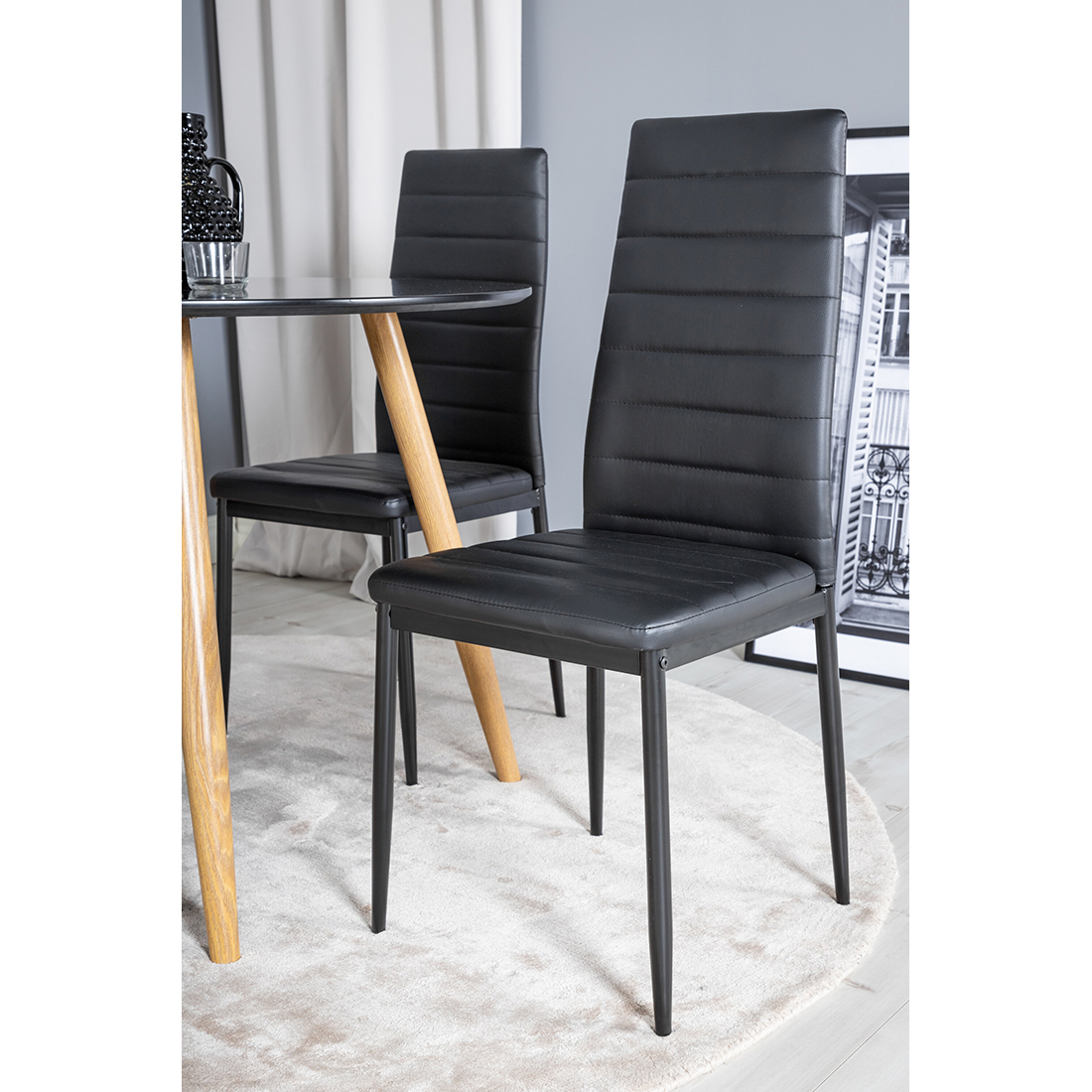 Matgrupp Venture Home Plaza Ø100 cm med 4st Slim Matstolar