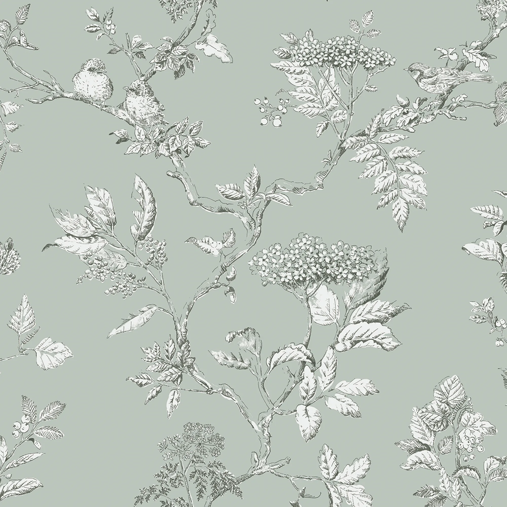 Tapet Laura Ashley Elderwood Enteneier Blå