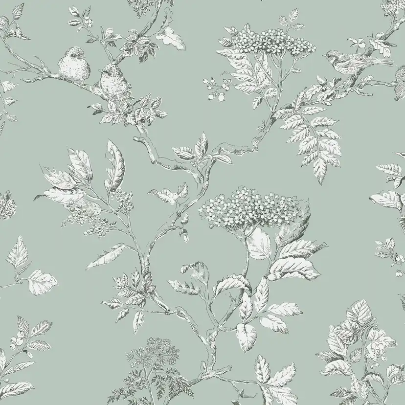 Tapet Laura Ashley Elderwood Enteneier Blå