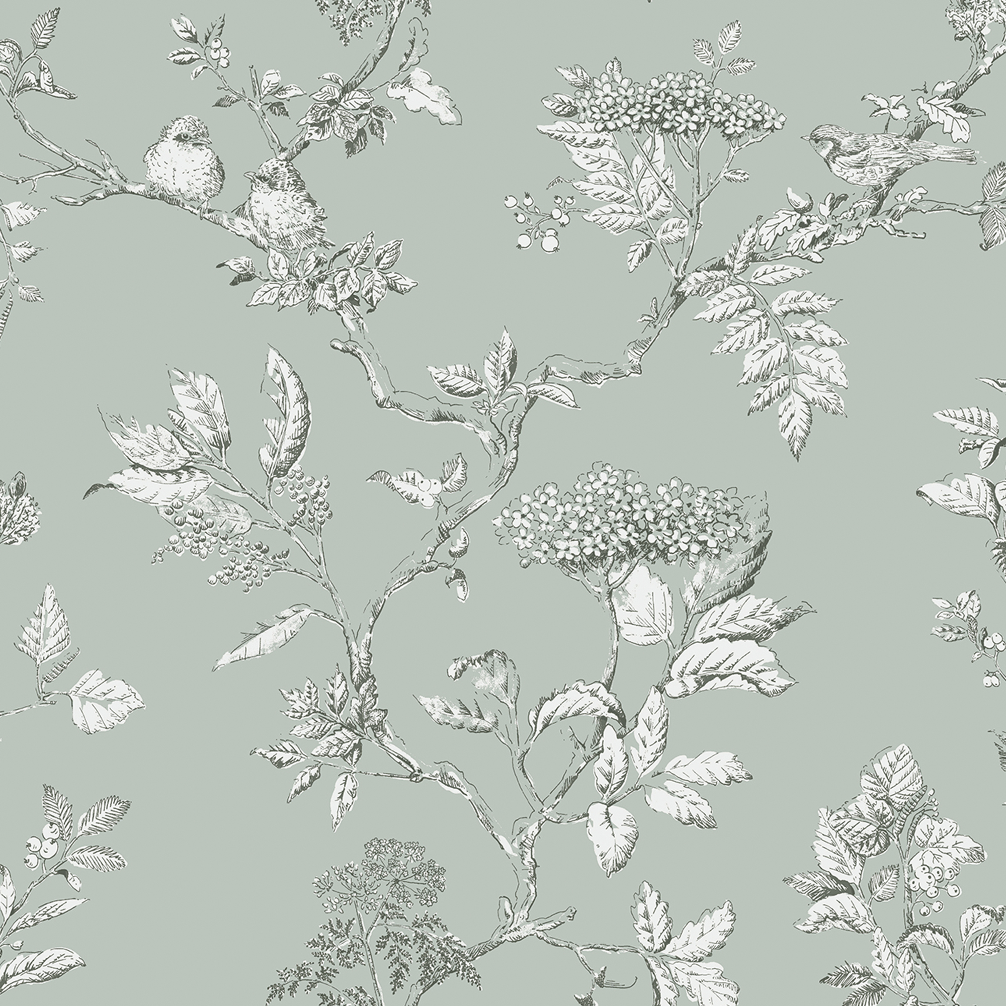 Tapet Laura Ashley Elderwood Enteneier Blå