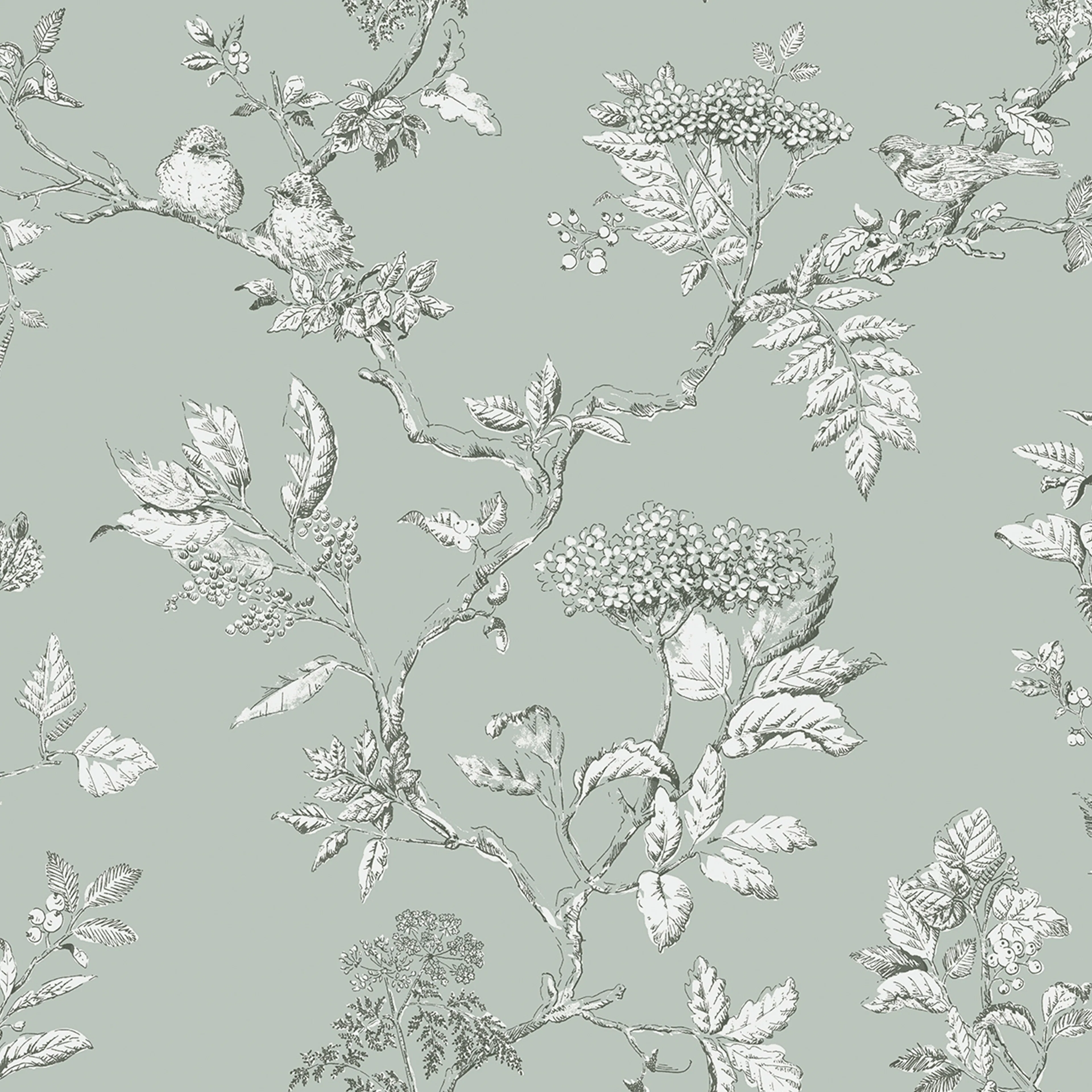 Tapet Laura Ashley Elderwood Enteneier Blå