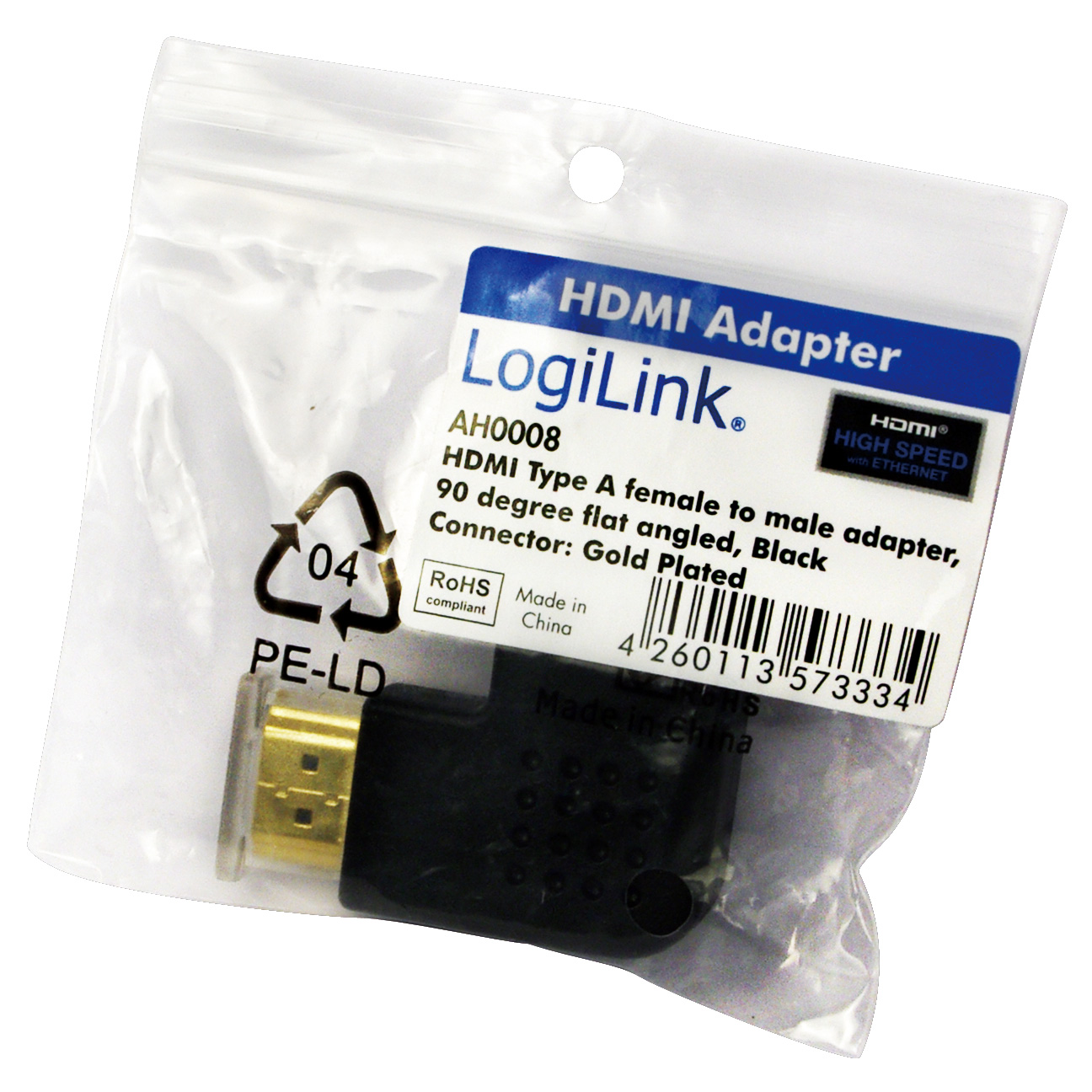 HDMI Vinkeladapter LogiLink Hane-Hona 90° 4K/30Hz
