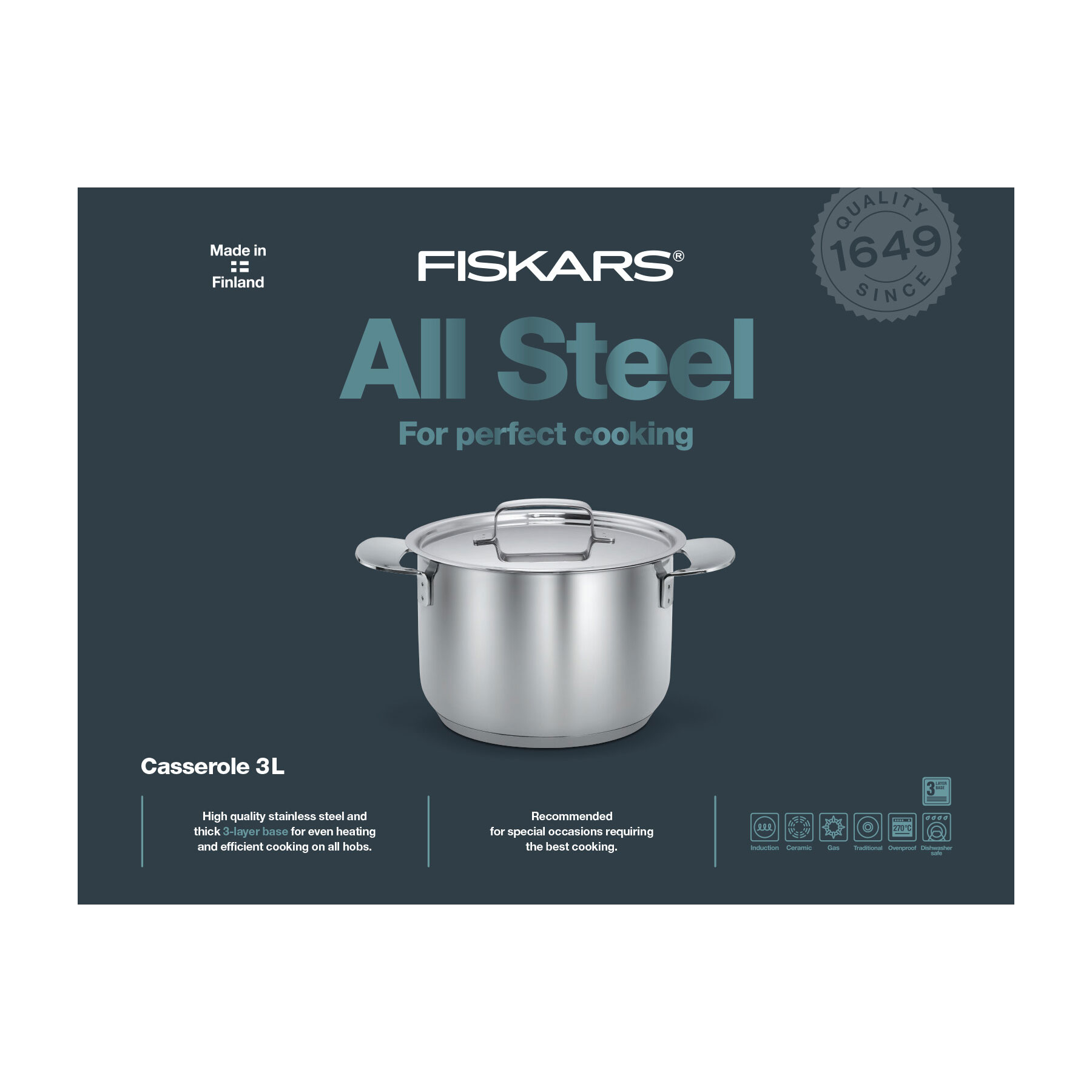 Gryta Fiskars All Steel 18 cm