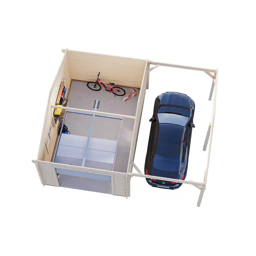 Garage Palmako Roger med Carport 36,5 m2 och Takskjutport