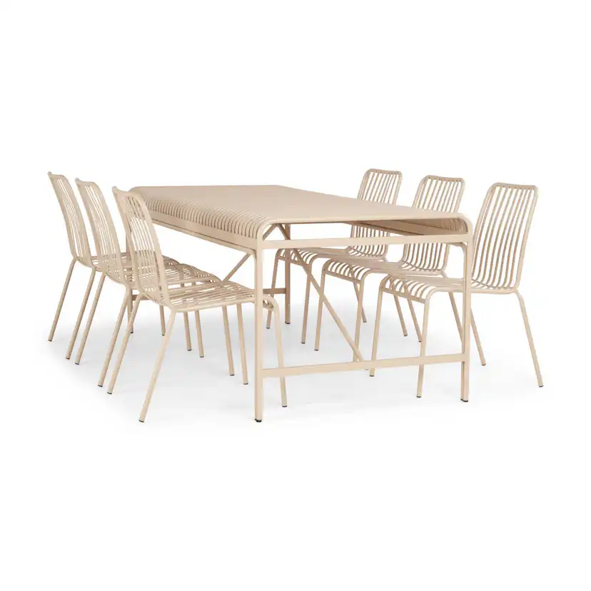Matgrupp Comfort Garden Jarva Stor Matgrupp Utomhus 200 cm med 6 stolar i metall