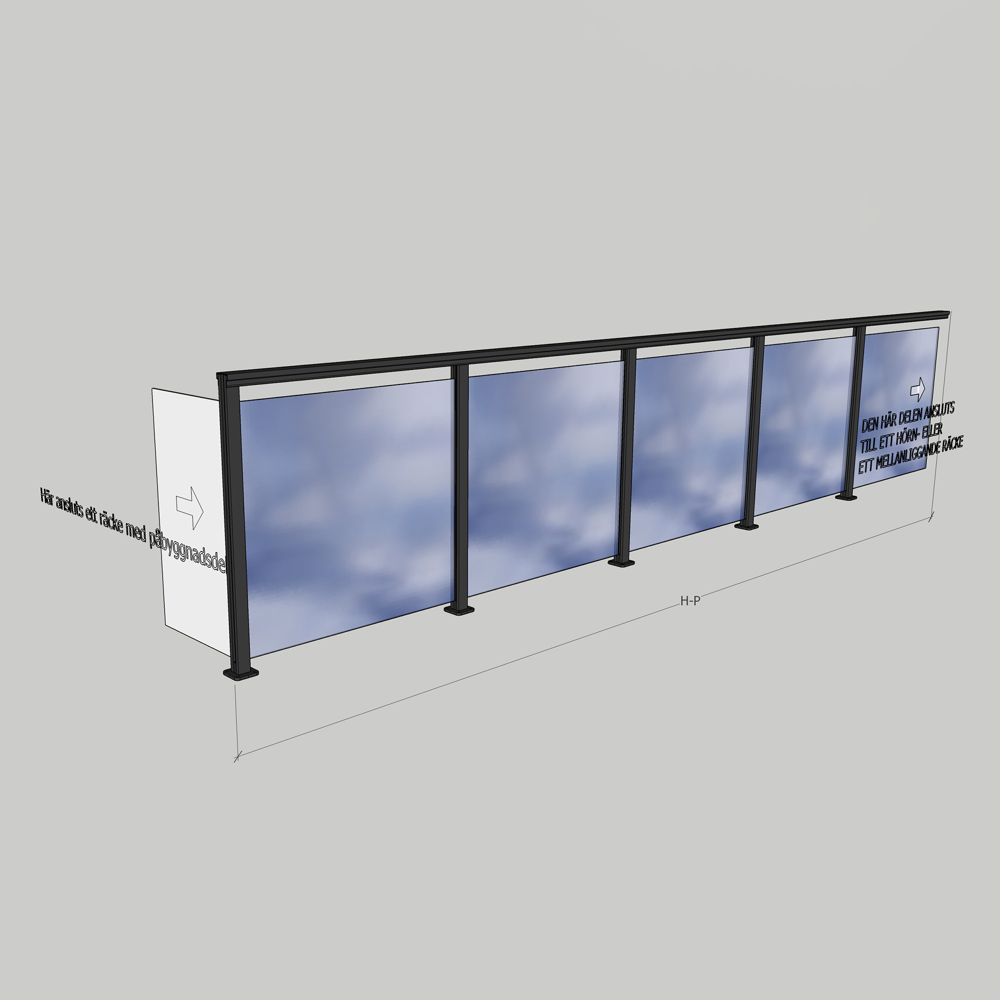 Glasräcke Novoroom Komplett Sektion H-P