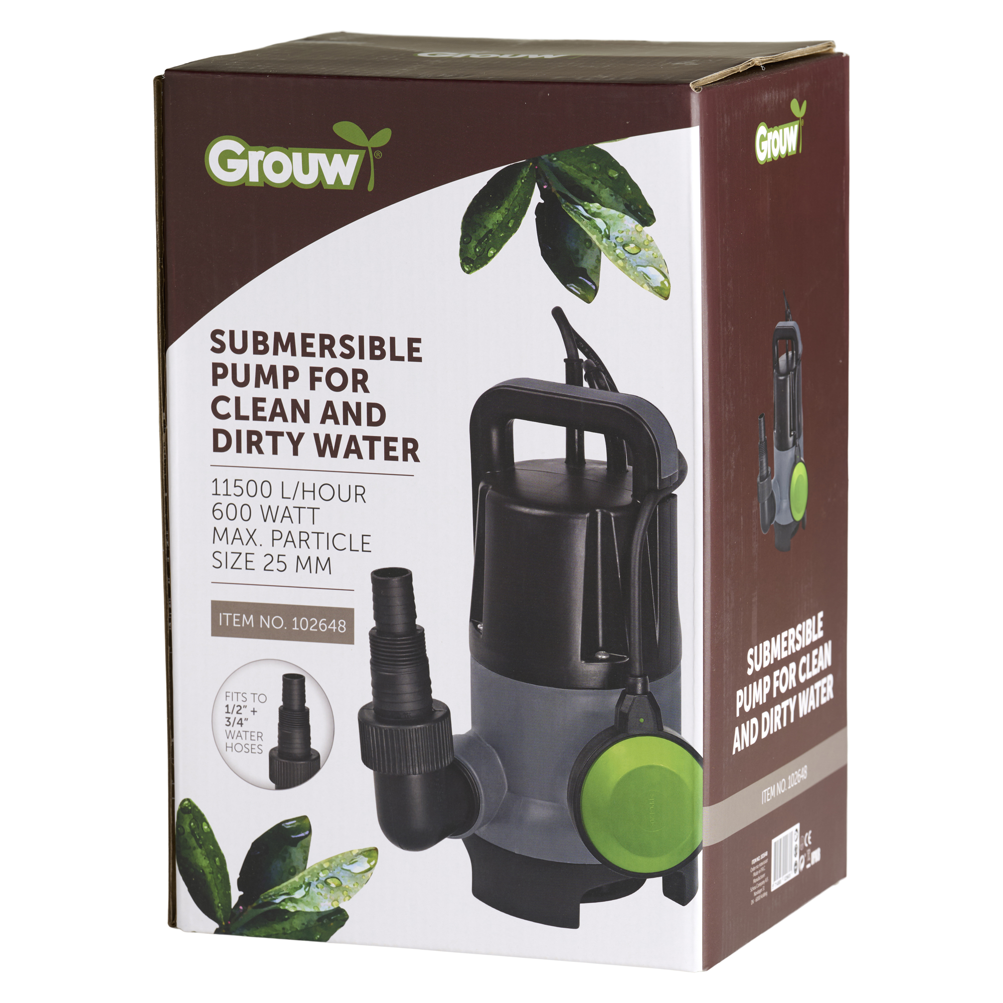 Bevattningspump Grouw Dränkbar Vattenpump 6500L/H 250W
