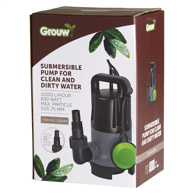 Bevattningspump Grouw Dränkbar Vattenpump 6500L/H 250W