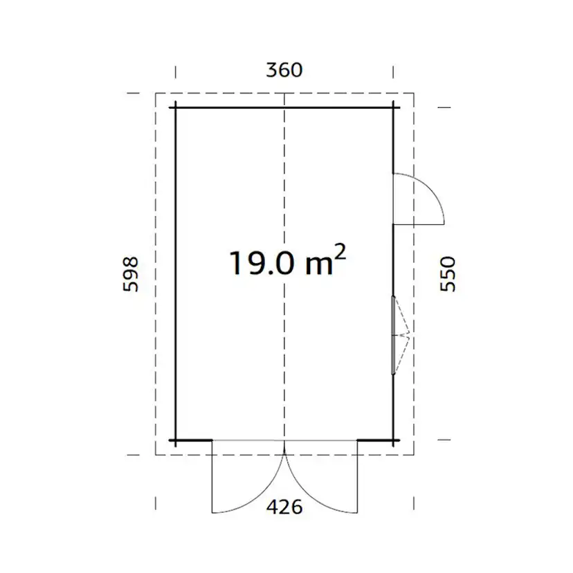 Garage Palmako Roger 19,0 m2 med Dörr