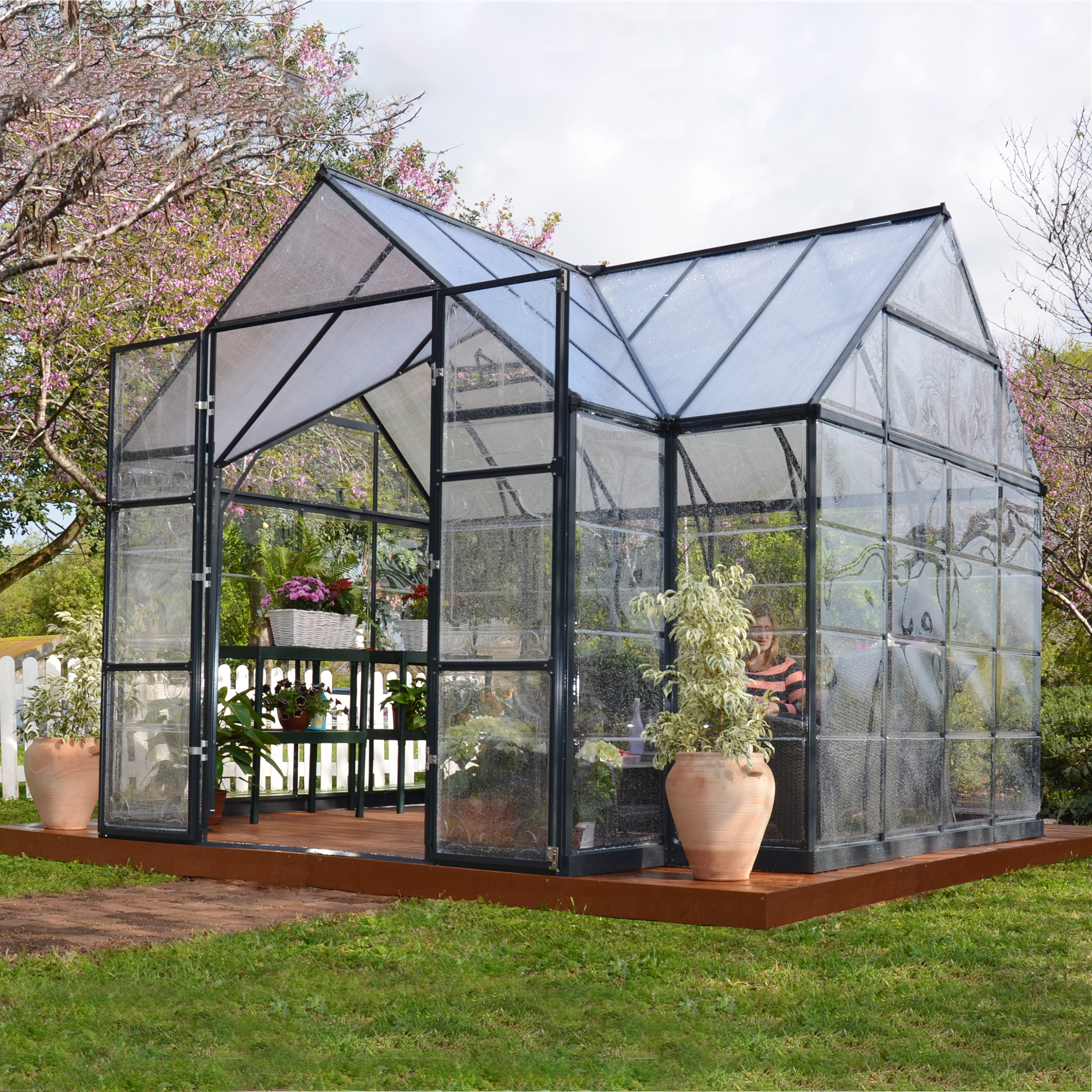 Växthus/Orangeri Canopia by Palram Victory Aluminiumstomme med UV-Skyddade Polykarbonatfönster, 11,04 m²