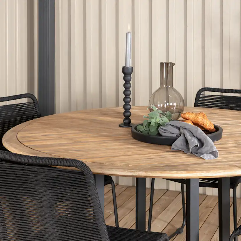 Matgrupp Venture Home Zurc med 4 Lumi Stapelbara Matstolar