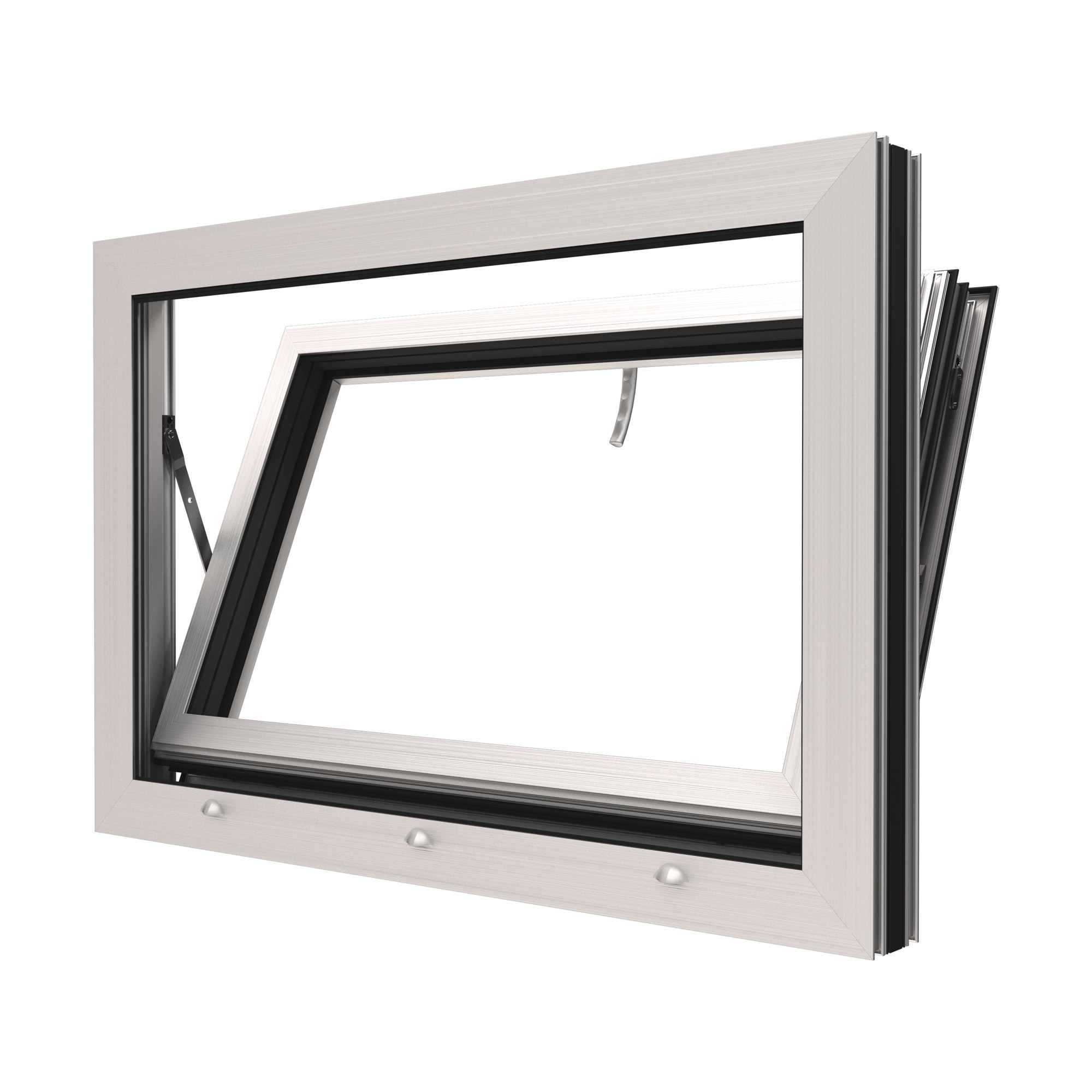 Underkantshängt Kippfönster NorDan HelAlu 3-Glas Aluminium