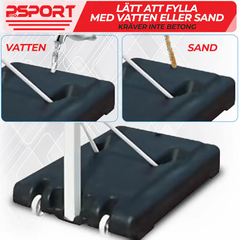 Basketställning ProSport Ungdom Justerbar Basketkorg med Hjul 2,1-2,6m