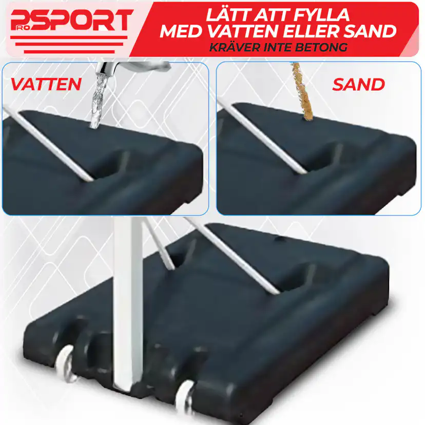 Basketställning ProSport Ungdom Justerbar Basketkorg med Hjul 2,1-2,6m