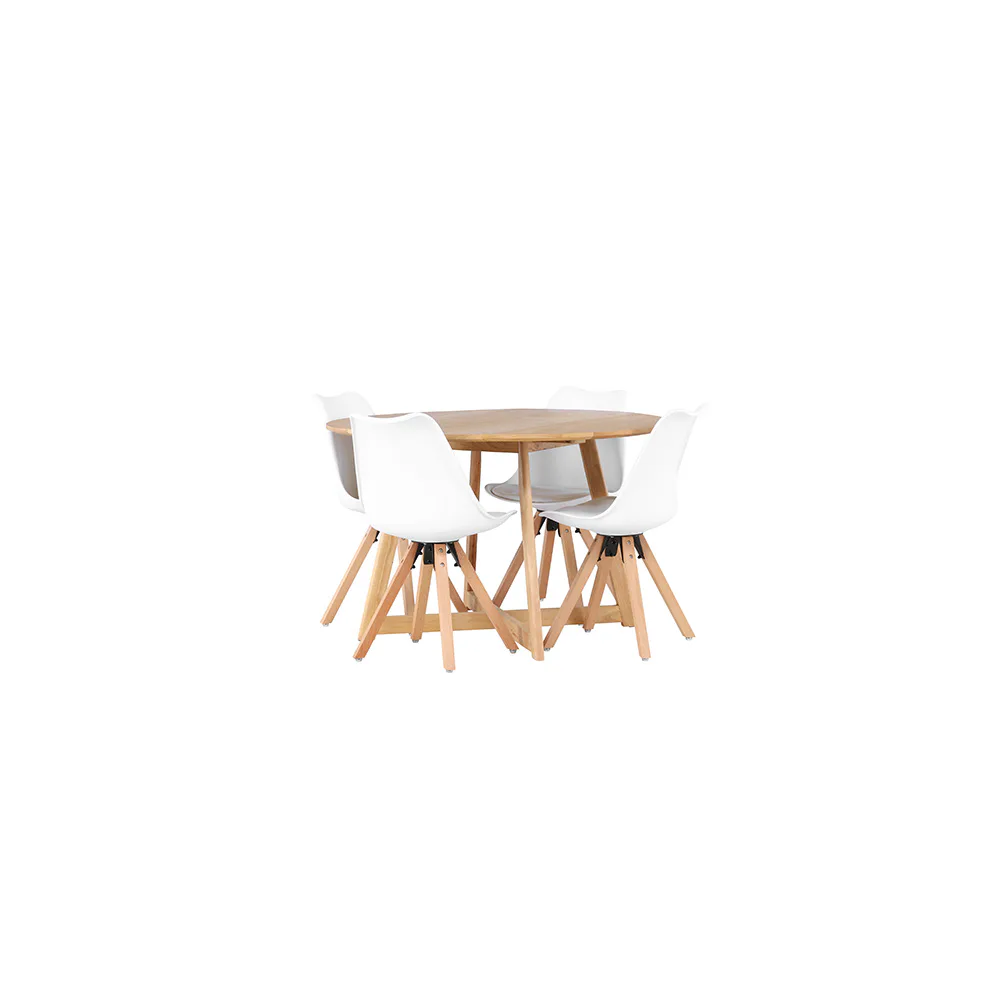 Matgrupp Venture Home Yakidon Ø120 cm med 4 st Zeno stolar