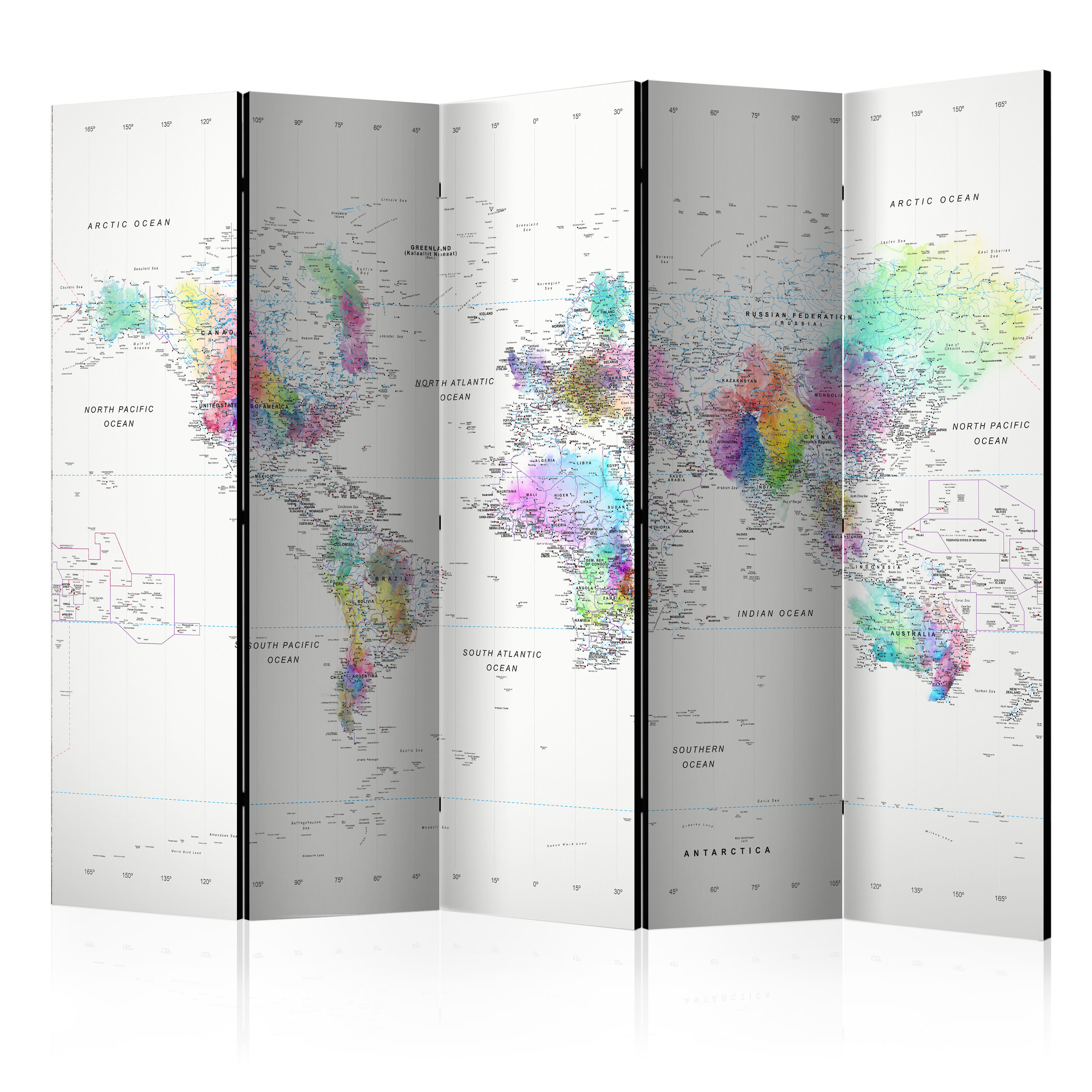 Rumsavdelare Arkiio White-Colorful World Map 225x172 cm