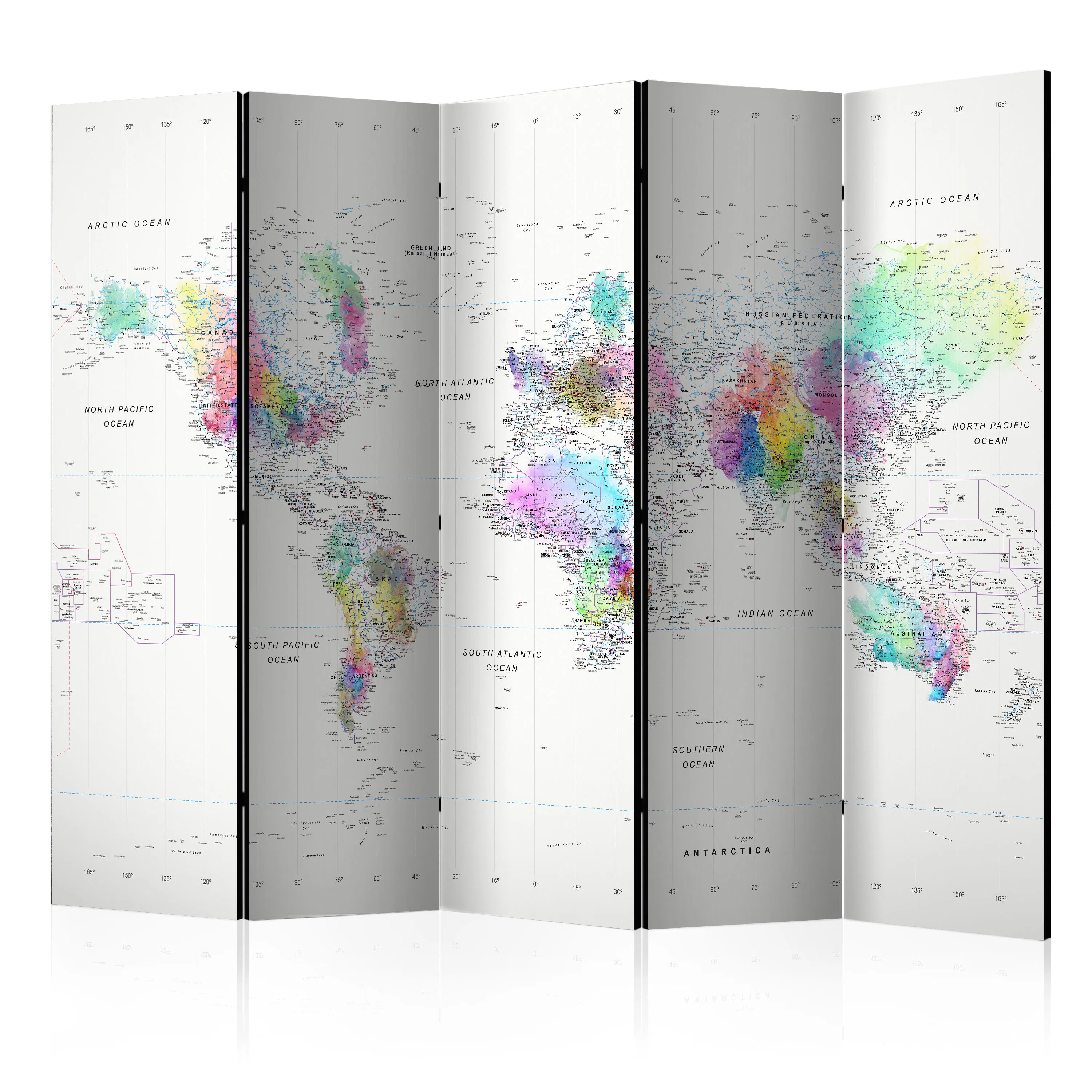 Rumsavdelare Arkiio White-Colorful World Map 225x172 cm