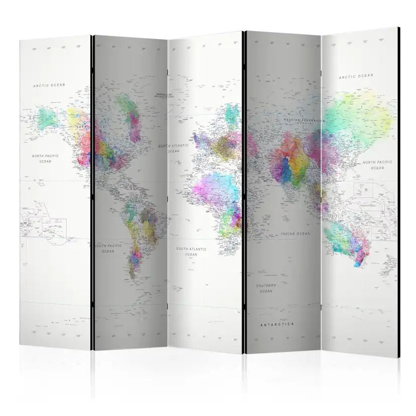 Rumsavdelare Arkiio White-Colorful World Map 225x172 cm