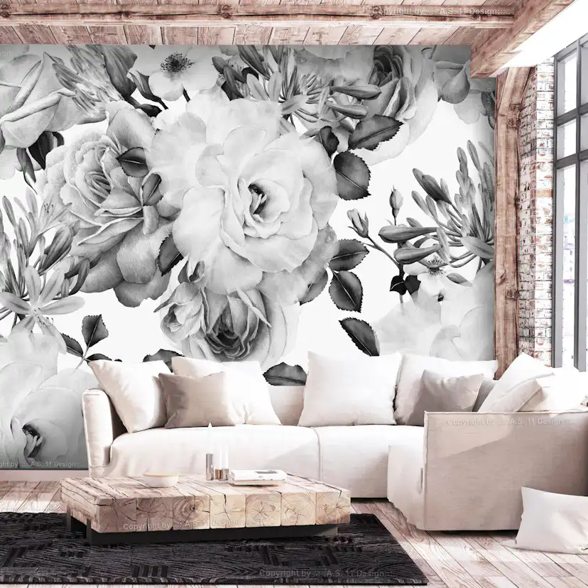 Fototapet Arkiio Sentimental Garden Svart/Vit