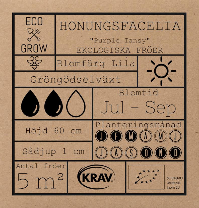 Fröpåse Eco Grow Honungsfacelia Phacelia Tanacetifolia
