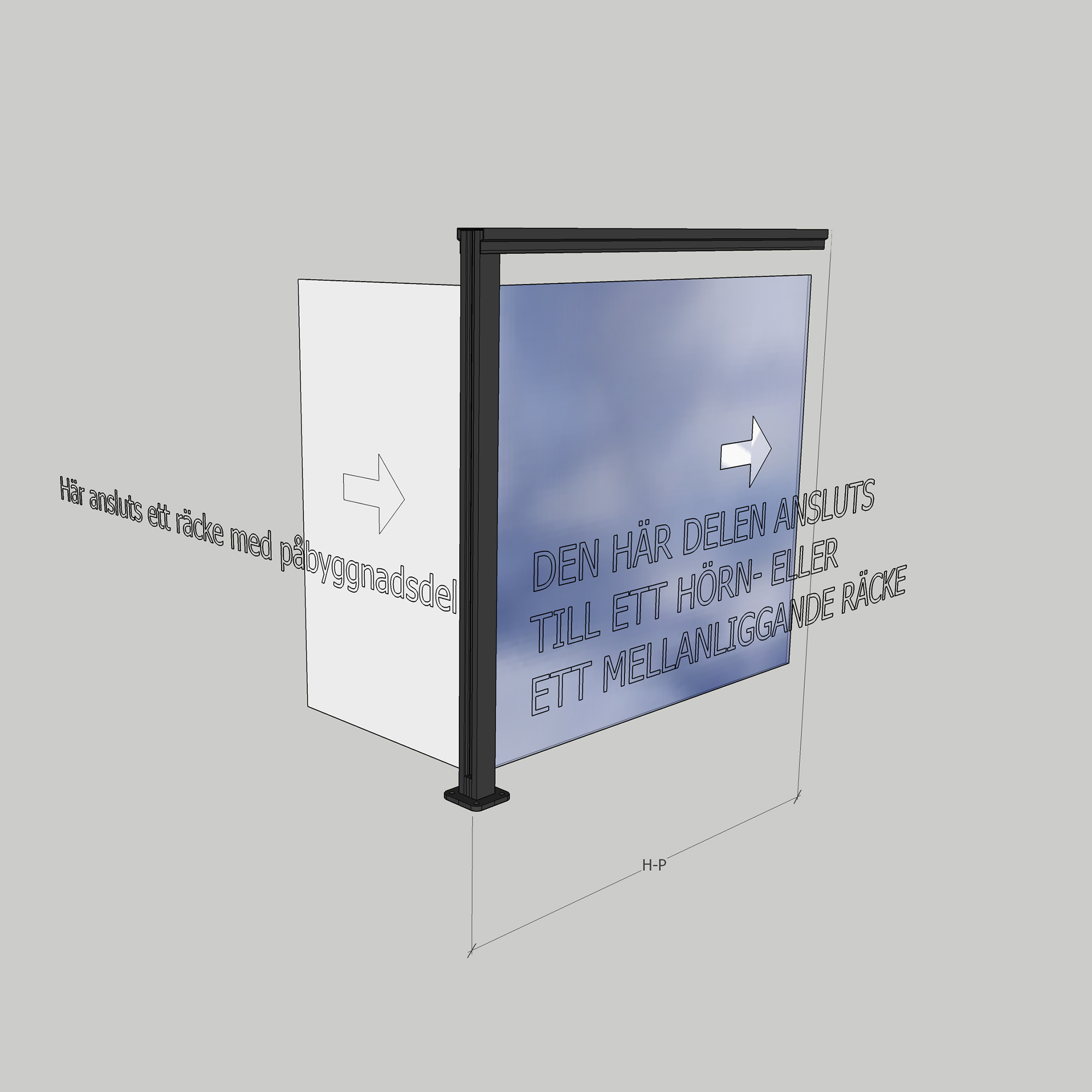 Glasräcke Novoroom Komplett Sektion H-P