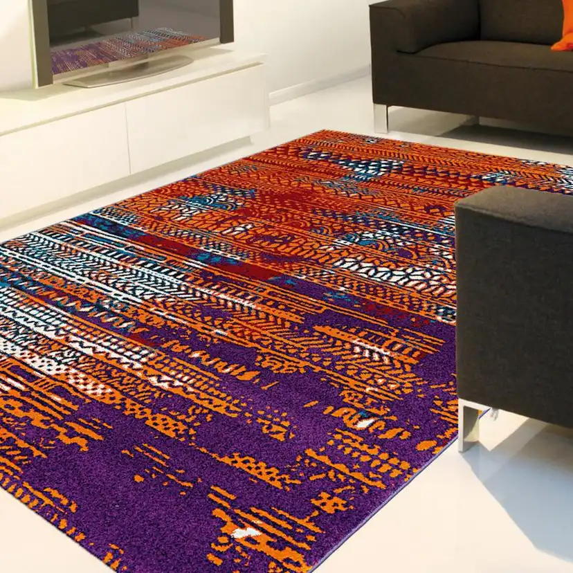 Busdau Matta Hal Grå/Orange/Violett 133x190 cm Mått: 133x190 cm