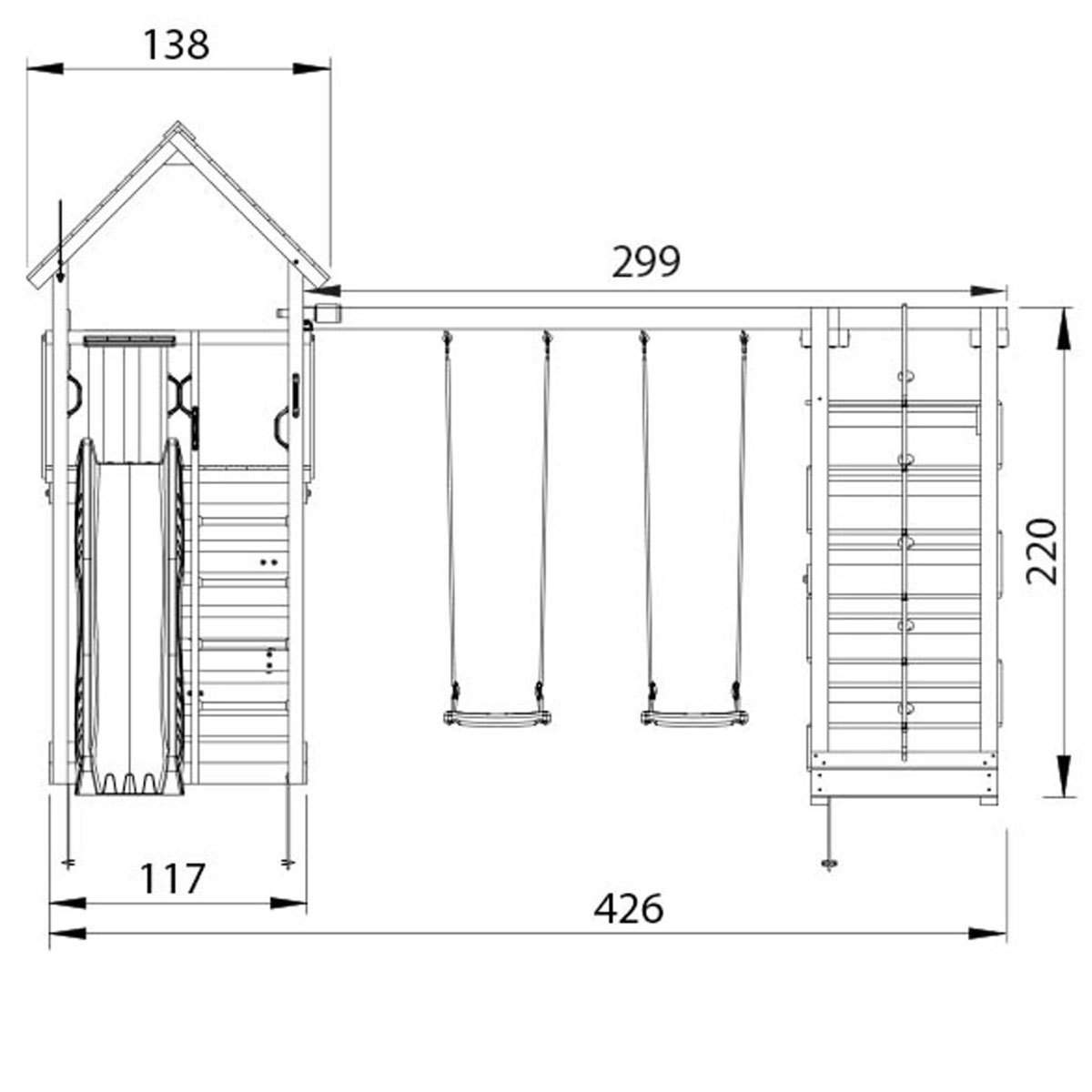 Lektorn Jungle Gym Cabin 2.1 Klättermodul Grön Rutschkana