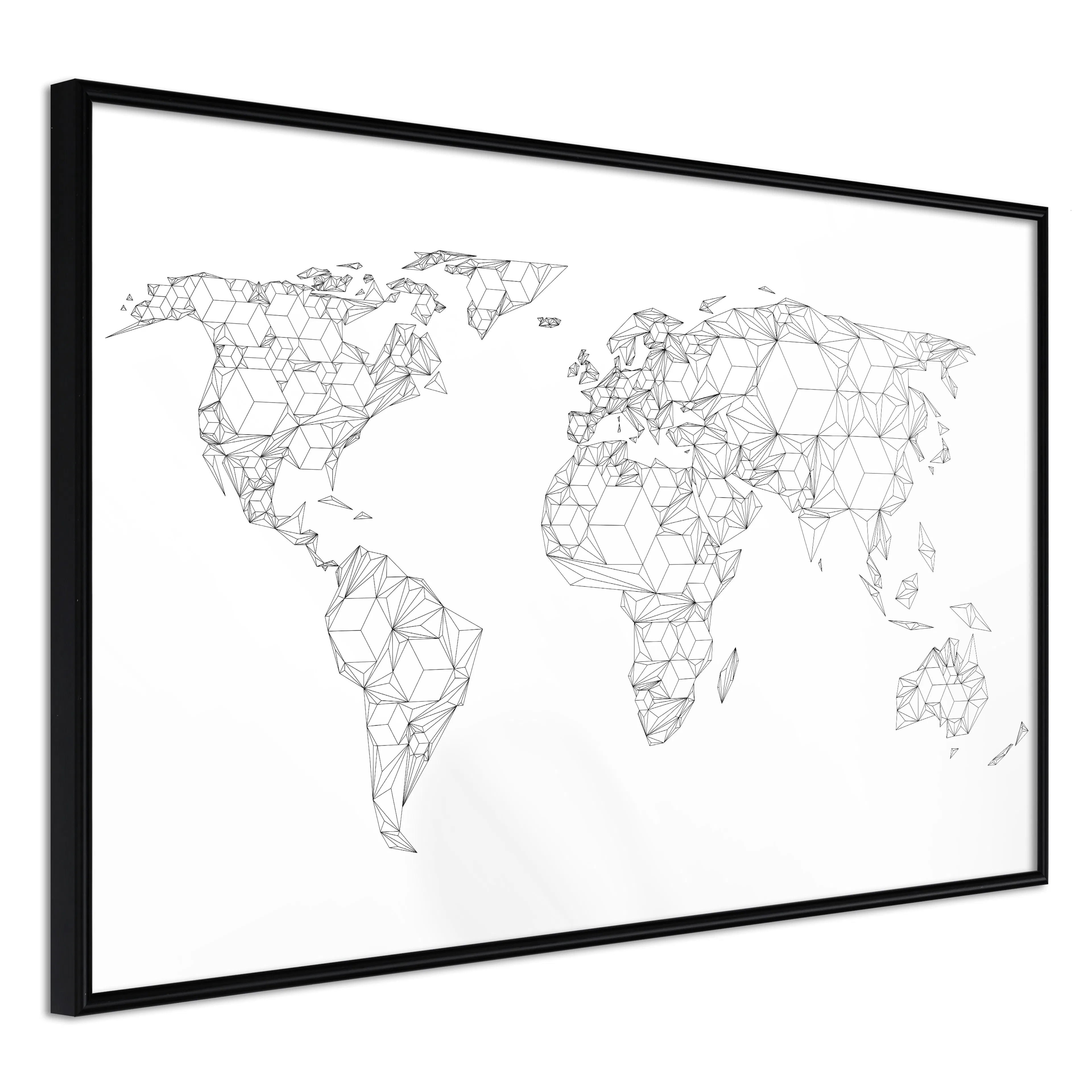 Affisch - Geometric Map [Poster] 60x40 Svart ram, 60x40 cm