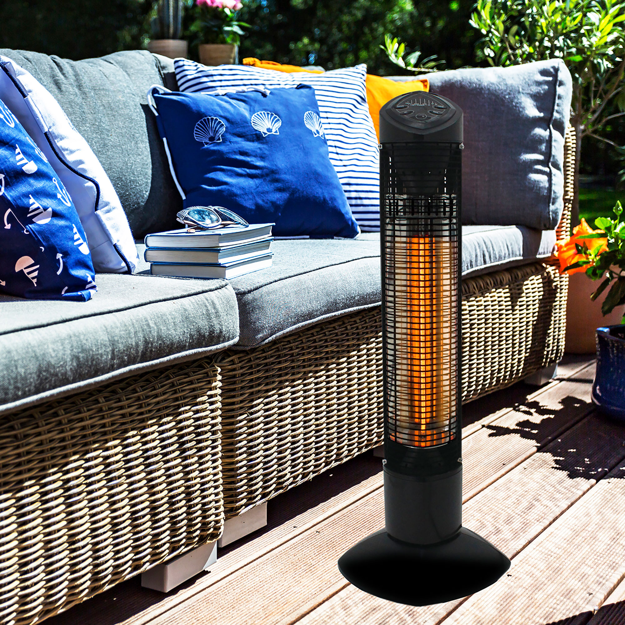 Infravärmare Termo Pisa Terrassvärmare 450/900 W, Svart, IP55-klassad, Stående Design för Balkong & Uteplats