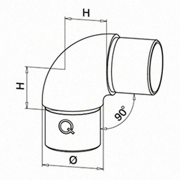 Hörnböj Herrljunga Ledstångsfabrik Rostfri mod 0305 Utomhus