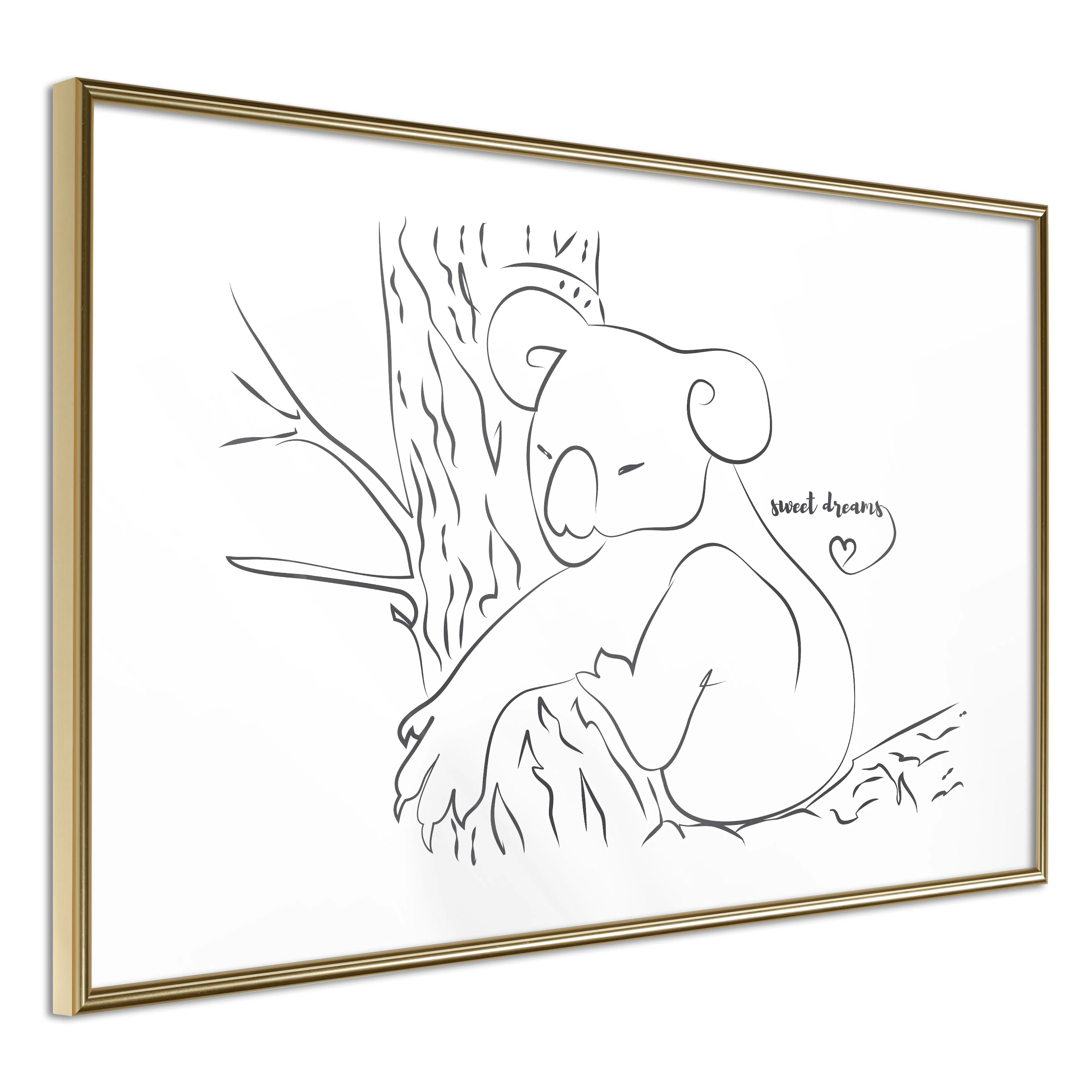 Affisch - Sleepy Koala [Poster] 60x40 Guld ram, 60x40 cm