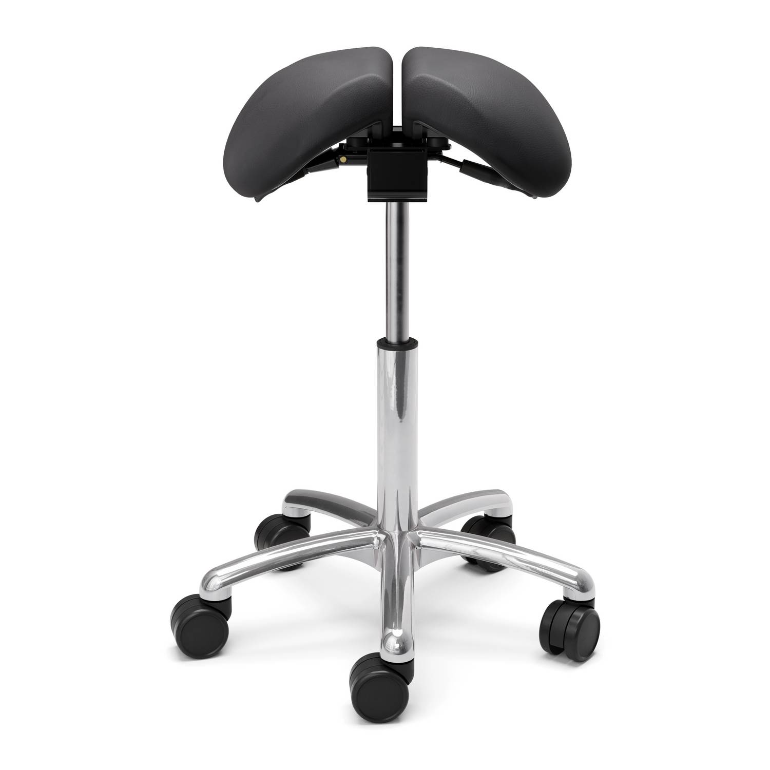 Sadelstol Lanab Group Polo Split Höj- & Sänkbar Tvådelad Stol i Svart Konstläder