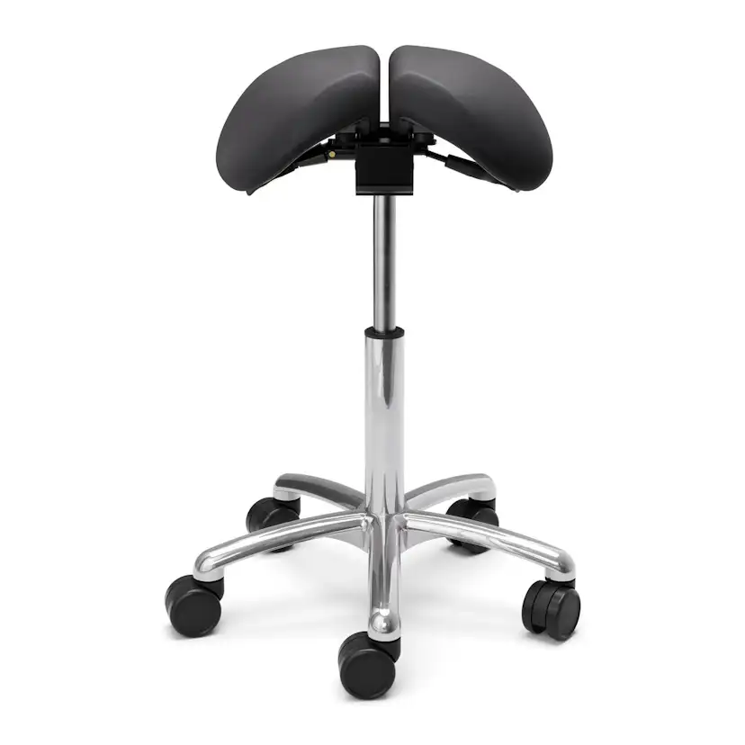 Sadelstol Lanab Group Polo Split Höj- & Sänkbar Tvådelad Stol i Svart Konstläder