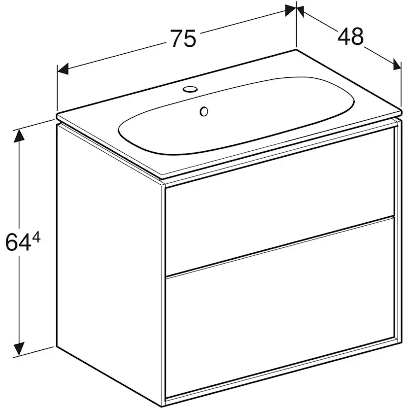 Tvättställsskåp Ifö Sense Art Smal Design 75 med 2 Lådor