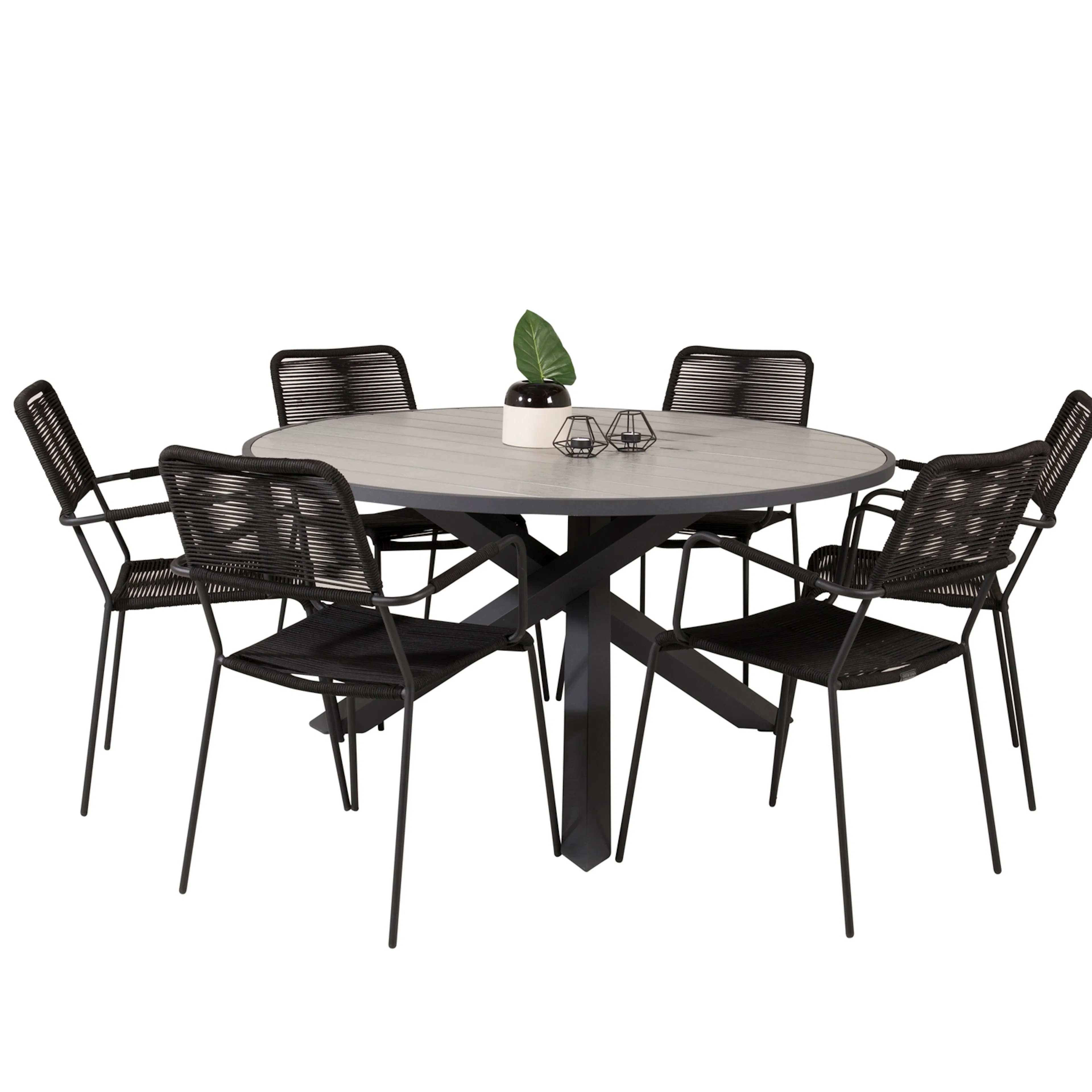 Matgrupp Venture Home Pincy Ø140 med 6 Leon Karmstolar