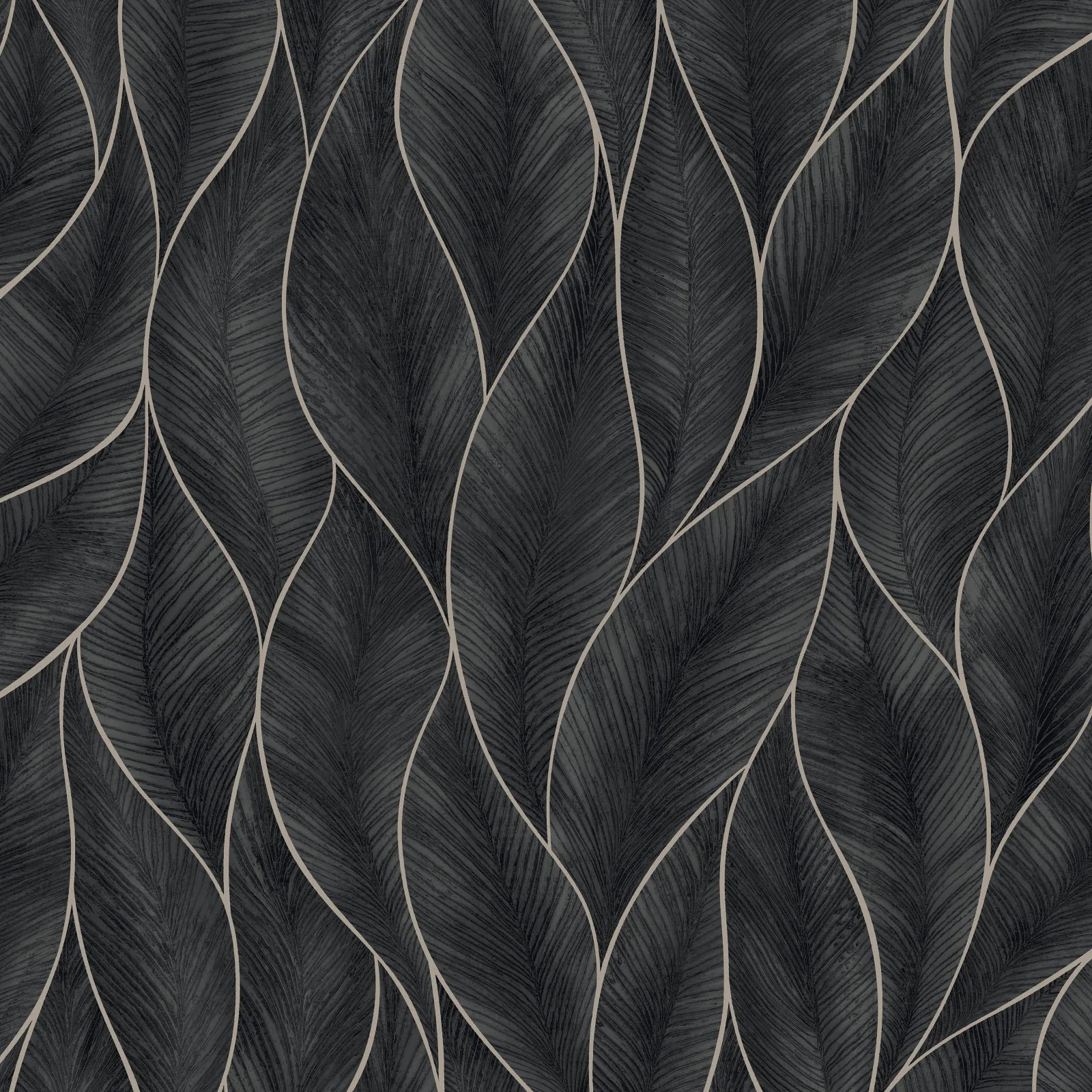 Tapet WOW Subtle Leaves Silver/Blå