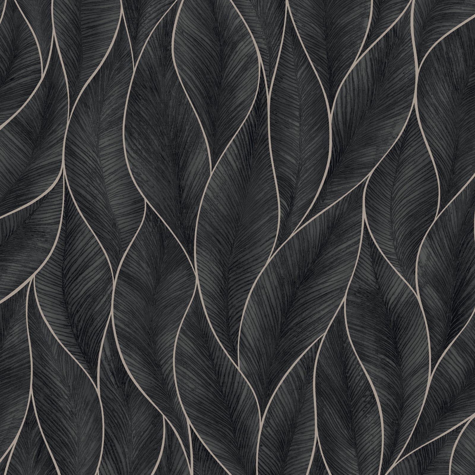 Tapet WOW Subtle Leaves Silver/Blå
