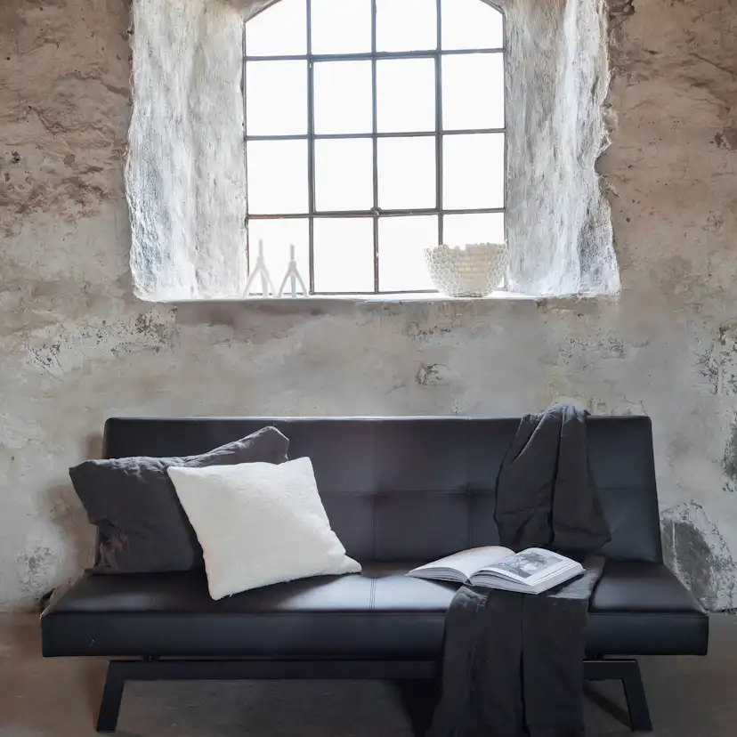 Bäddsoffa Venture Home Bodil Svart Konstläder 2-sitssoffa 180x80x55 cm 1 Sovplats