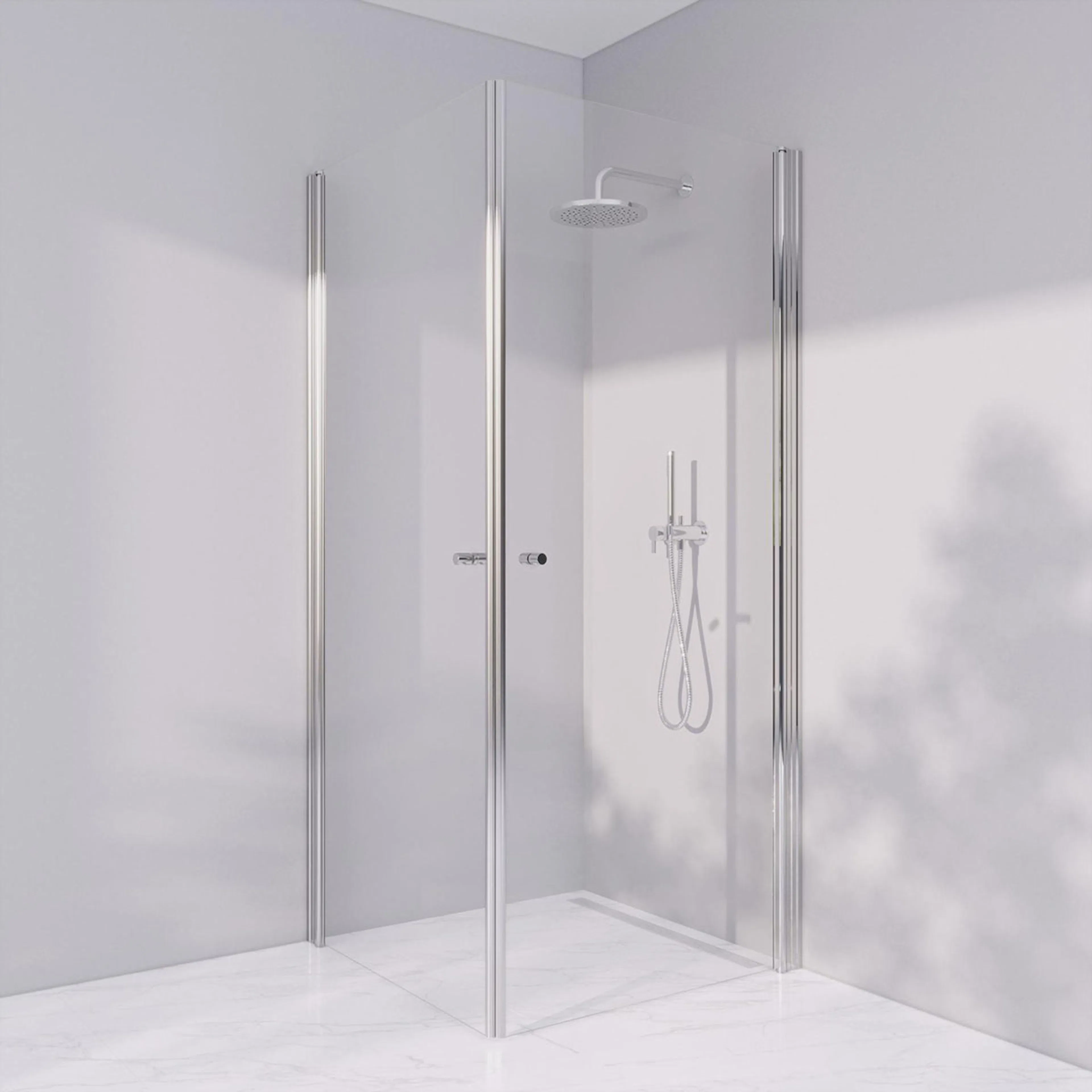 Invitrea Prime PH22/70x70/Blankpolerad/Räfflad knopp/Frostat Storlek: 700x700 mm, Glastyp: Frostat Glas, Handtag: Blankpolerad Räfflad knopp, Profil: Blankpolerad