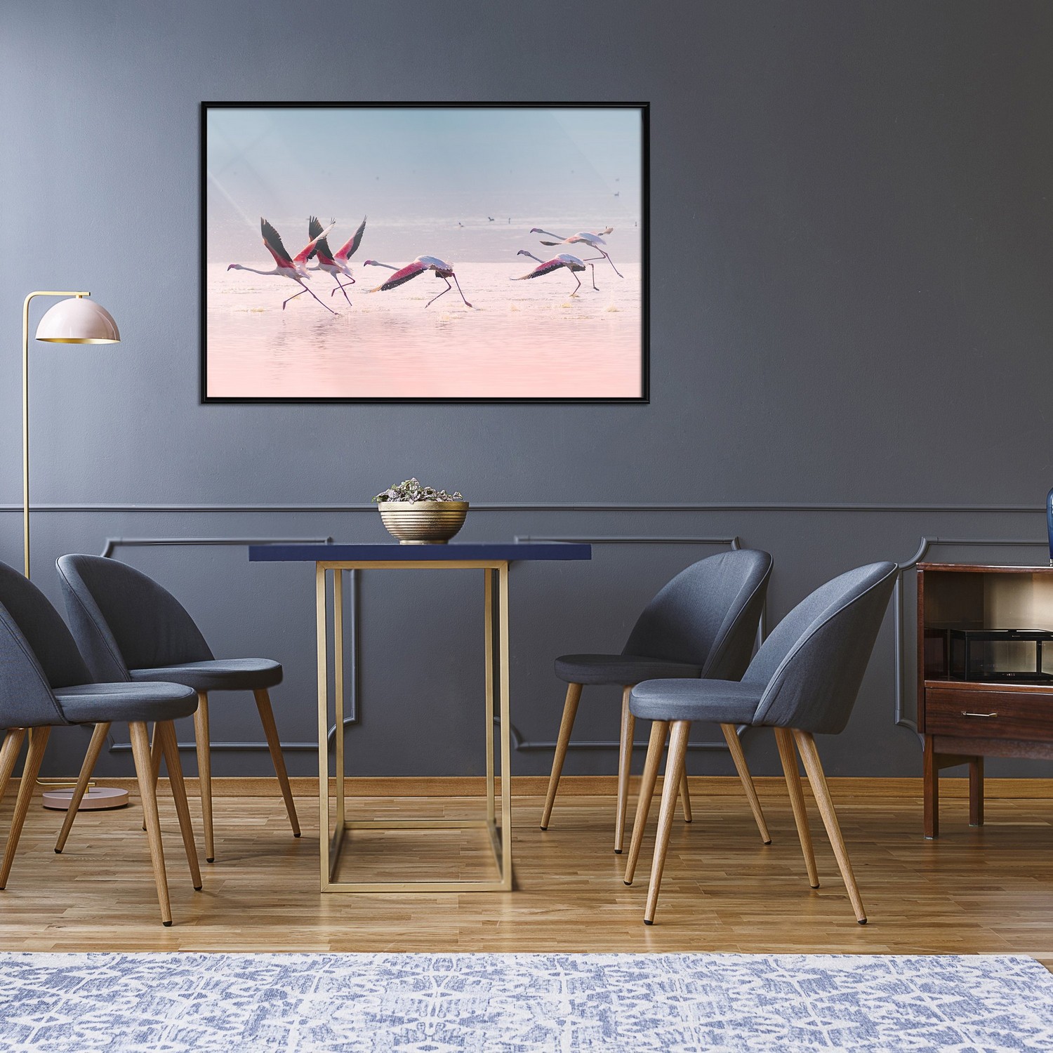 Poster Artgeist Affisch Flamingos Race