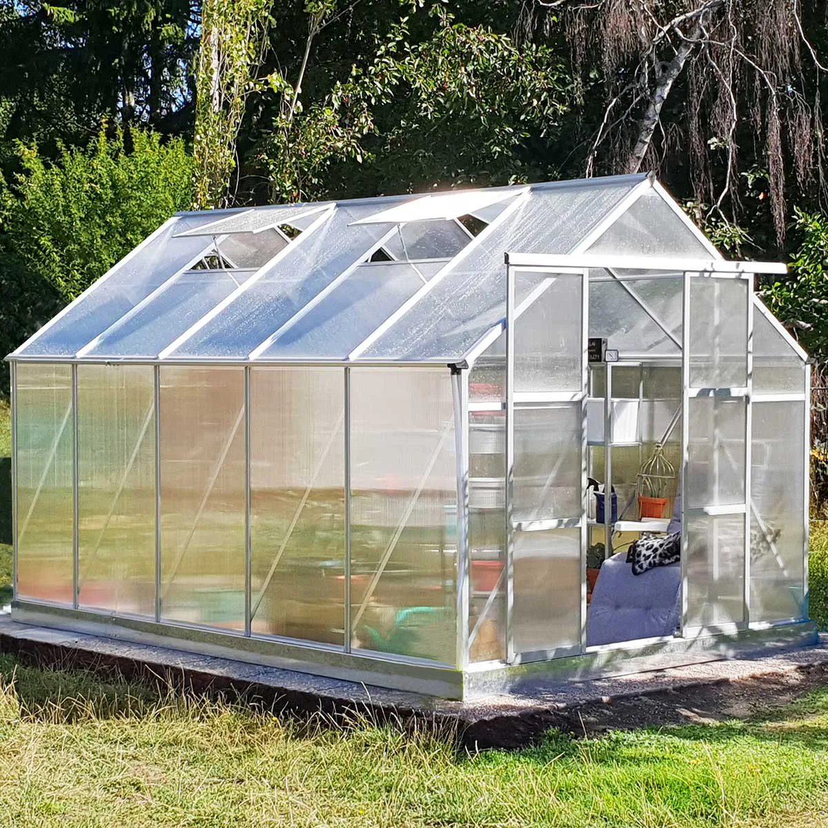 Växthus 8,9m² Kanalplast - Färg: Alu (142-1-54) Silver