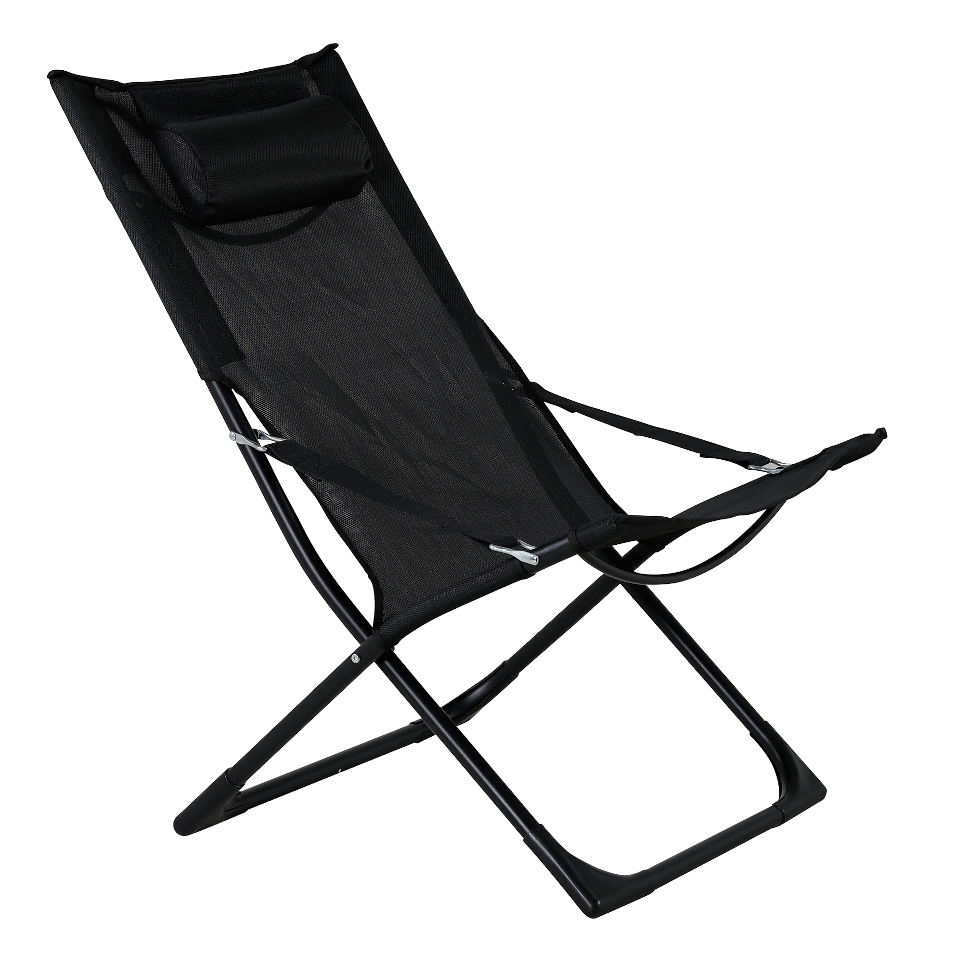 Seville Foldable relax chair - Black frame/black cushion Svart